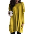 thumbnail image 1 of DYMADE Women's Long Sleeve Round Neck Stitching Ribbed Cuffs Patch Pockets Tunic Blouse Plus Size S-5XL, 1 of 4