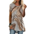 thumbnail image 1 of DYMADE Women's Short Sleeve Round Neck Printed Flowy Tunics Top, 1 of 2