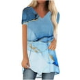 thumbnail image 1 of DYMADE Women's Short Sleeve V Neck Printed Flowy Tunics Top, 1 of 4
