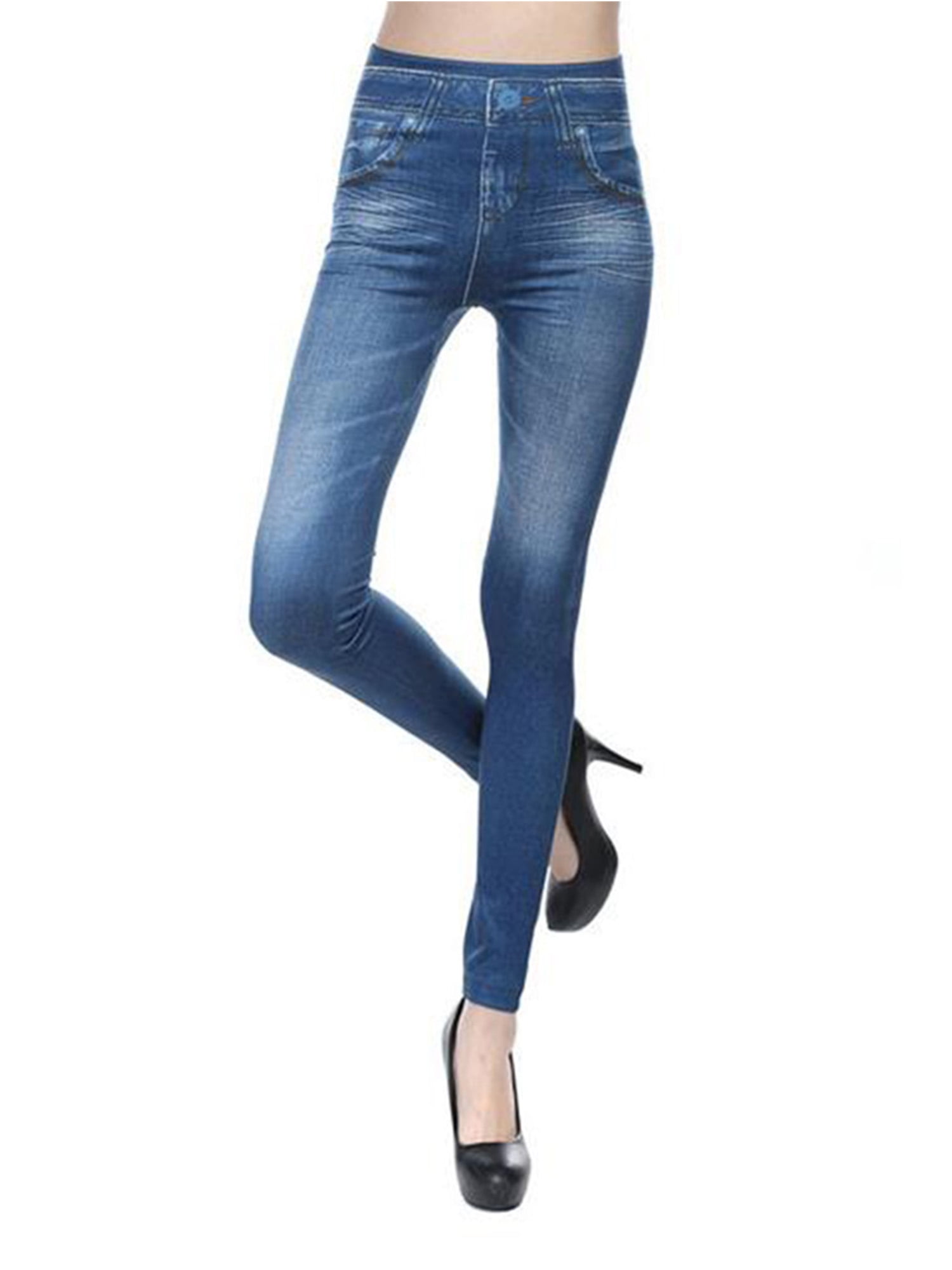 High-waisted High-stretch Faux Denim Leggings main image 1