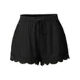 thumbnail image 1 of DYMADE Women's Summer Basic Shorts Casual Lace Patchwork Beach Hot Shorts Elastic Drawstring Waist Pants, 1 of 4