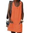 thumbnail image 1 of DYMADE Women's Summer Dungaree Dress Pockets Round Neck Sleeveless Loose Waist Button Pinafor Dresse, 1 of 2