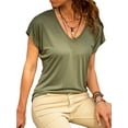 thumbnail image 1 of DYMADE Women's V-neck Short Sleeve Basic Summer Basic Tee Shirt, 1 of 3