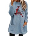 thumbnail image 1 of DYMADE Women's Winter Warming Plush Pullover Tunic T-Shirt Christmas Elk Print Round Neck Long Sleeve Pockets Blouses, 1 of 2