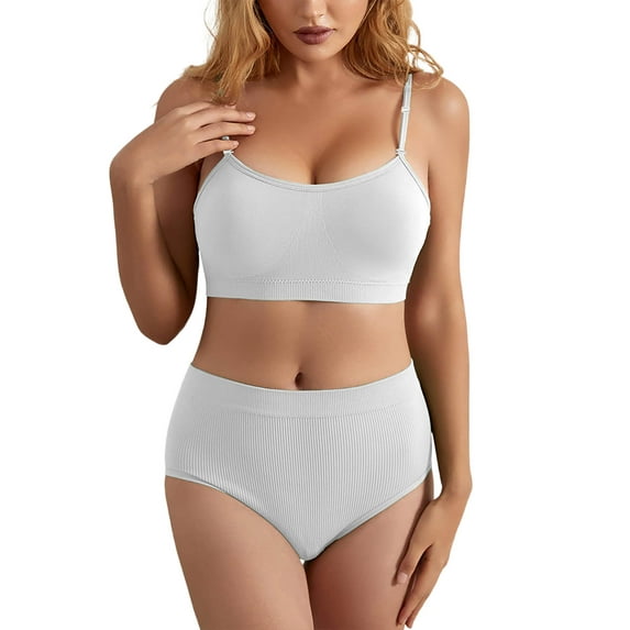 DYMADE Womens 2Pcs Sets Pajama Set Underwear Solid Bralette Bra Set