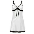 thumbnail image 1 of DYMADE Womens Babydoll Lingerie Lace Sexy Sleeveless Solid Cami Nightdress for Valentine's Day,Honeymoon,Special Night, 1 of 2