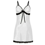 DYMADE Womens Babydoll Lingerie Lace Sexy Sleeveless Solid Cami Nightdress for Valentine's Day,Honeymoon,Special Night