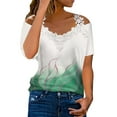 thumbnail image 1 of DYMADE Womens Basic Tops Floral Short Sleeve Cold Shoulder Lace Pullover Casual T-Shirts, 1 of 4