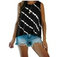 thumbnail image 1 of DYMADE Womens Casual Basic Tops Striped Printing Sleeveless Round Neck Summer Tank Tops, 1 of 3