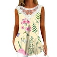 thumbnail image 1 of DYMADE Womens Casual Camisole Lace Floral Print Round Neck Sleeveless Tank Tops, 1 of 2