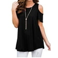 thumbnail image 1 of DYMADE Womens Casual Cold Shoulder Short Sleeve Flowy Tunic Tops, 1 of 4