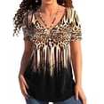 thumbnail image 1 of DYMADE Womens Casual Leopard Short Sleeve V-Neck Halter Basic T-Shirt Blouses Plus Size, 1 of 3