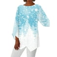 thumbnail image 1 of DYMADE Womens Christmas Festival Cartoon Snowflke Snowman Check Print V-Neck Long Sleeve Tunic T-Shirt Plus Size S-5XL, 1 of 2