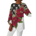 thumbnail image 1 of DYMADE Womens Christmas Festival Cartoon Snowflke Snowman Check Print V-Neck Long Sleeve Tunic T-Shirt Plus Size S-5XL, 1 of 2