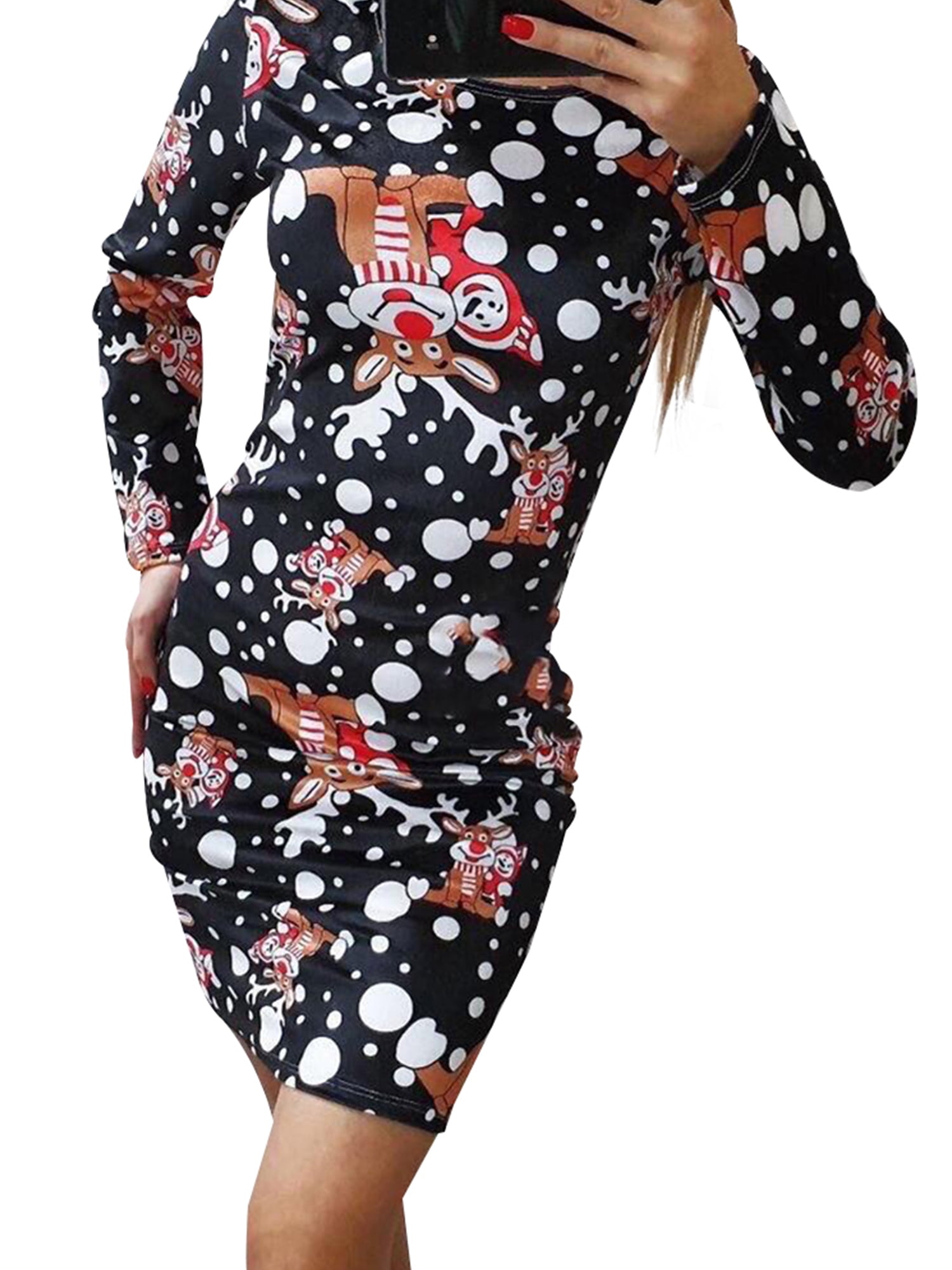 long sleeve bodycon christmas dress DYMADE Womens Christmas Long Sleeve Bodycon Evening Party Mini Dress