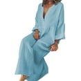 thumbnail image 1 of DYMADE Womens Cotton Linen Beach Cover Up Kaftan T-Shirt Dress Loose Kimono Maxi Dress S-5XL, 1 of 2