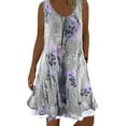 thumbnail image 1 of DYMADE Womens Fake Two Hem Sleeveless Floral Swing Tank Dress, 1 of 2