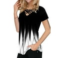 thumbnail image 1 of DYMADE Womens Gradient Short Sleeve Blouse Criss Cross V Neck T Shirt Tops, 1 of 3