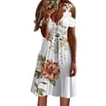 thumbnail image 1 of DYMADE Womens Lace Cold Shoulder Short Sleeve V Neck Midi Dress, 1 of 2