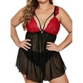 thumbnail image 1 of DYMADE Womens Lingerie Sexy Backless Mesh Sleeveless V-Neck Slip Nightdress Plus Size, 1 of 2