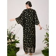 thumbnail image 1 of DYMADE Womens Muslim Ethnic Style Round Neck Long Sleeve Spliced Loose Waist Smock Dress,One Size, 1 of 3