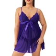 thumbnail image 1 of DYMADE Womens Plus Lingerie Silk Satin Sexy Sheer Lace Nightshirt Nightgown Nightdress with G-Strings, 1 of 4