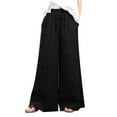 thumbnail image 1 of DYMADE Womens Plus Size Cotton Linen Elastic Waist Loose Wide Leg Casual Pants, 1 of 2