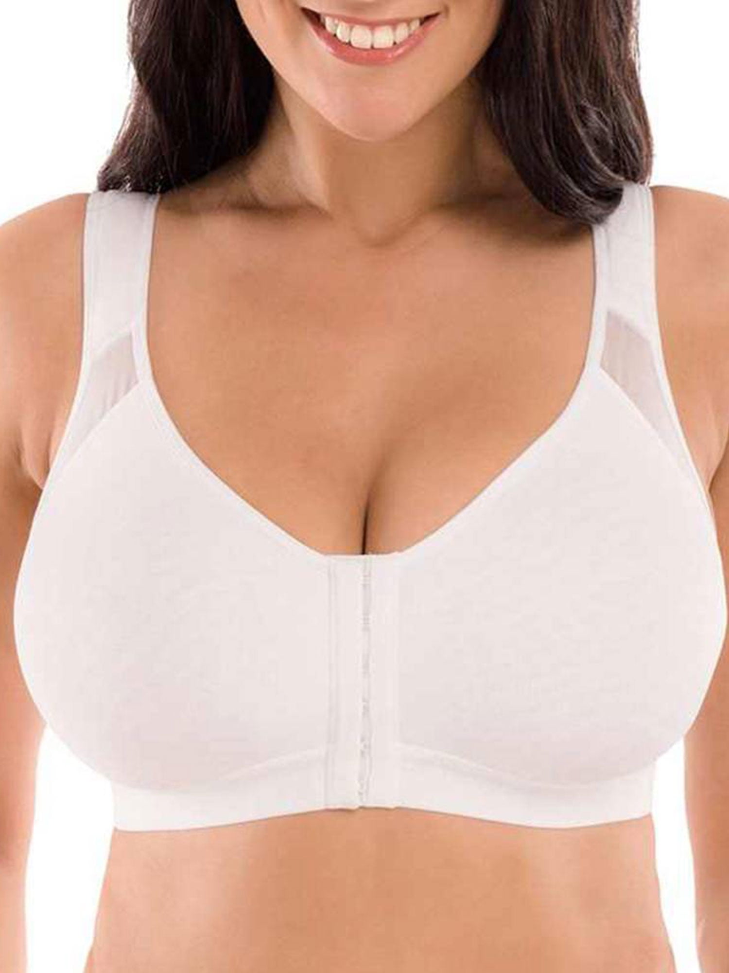 Xmarks Bras for Older Women with Sagging Breasts Back Support Front Closure  - Front Closure Sports Bras Women Cotton Ultra Soft Cup Sleep Bras(3-Packs)  