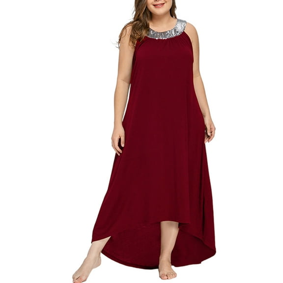 DYMADE Womens Plus Size Sleeveless Sequins Bridesmaid Vintage Cocktail Party Tank Dress