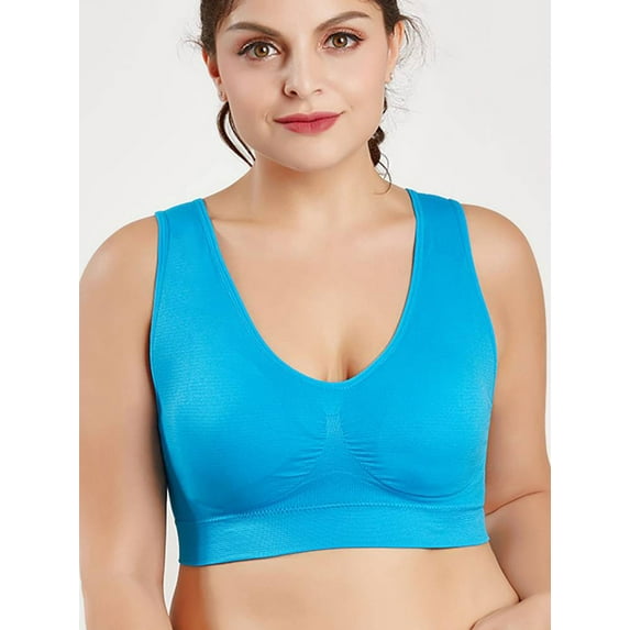 DYMADE Womens Plus Size Solid Color Plus Size Large Sports Bra Cup Tops