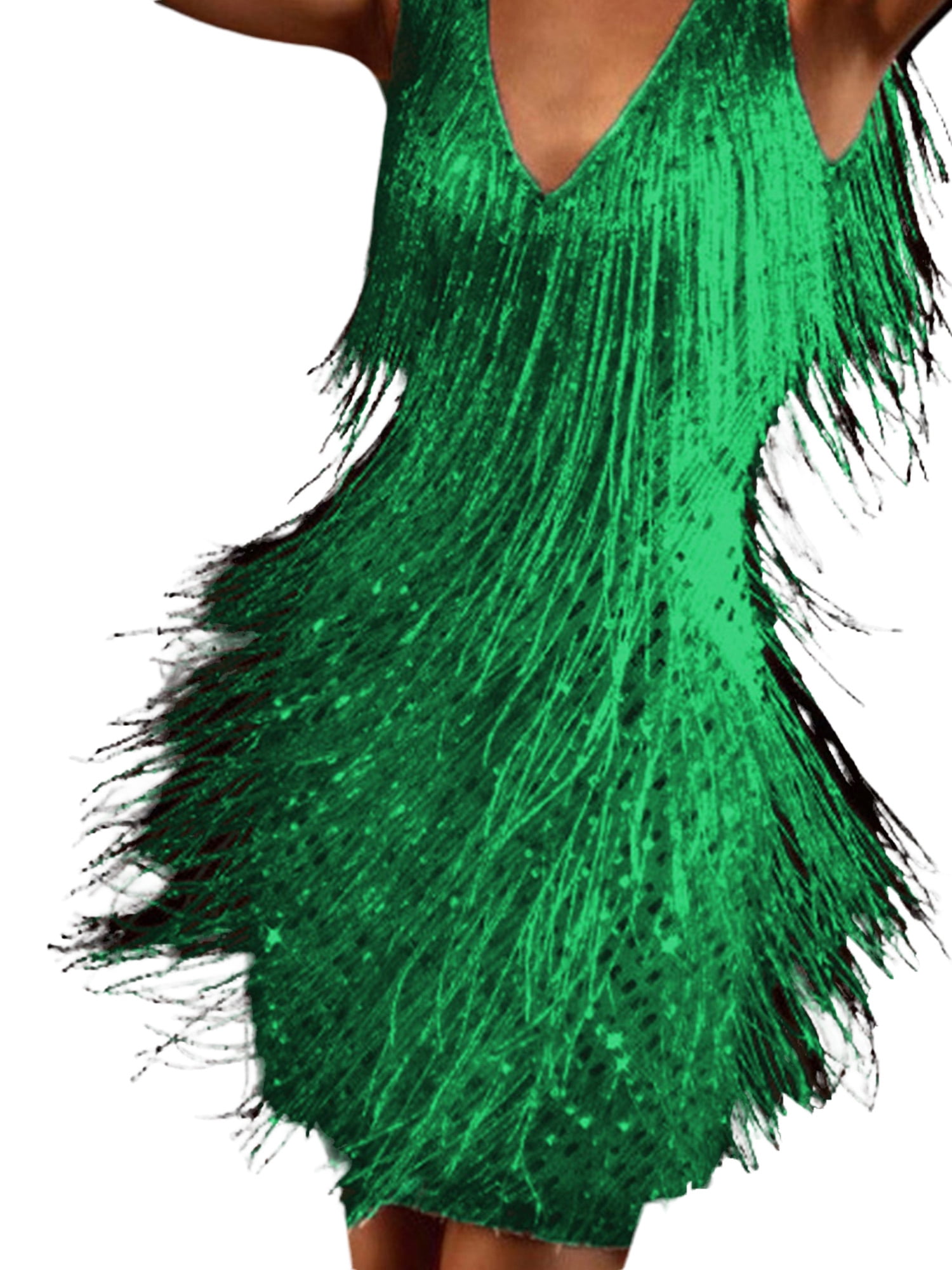 White Sequins Fringes Flapper Dress with Accessories Set main image 0