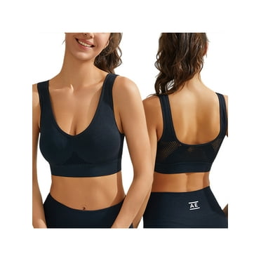 DYMADE Womens Sports Bras for Size S-5XL,Breathable Removable Pads Sleep Bra,Elastic Hem Full Coverage Bra for Yoga,Running,Sports