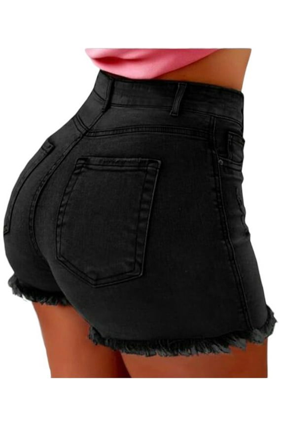 Womens Street Style Cowboy Mid Waist Pockets Demin Jeans Shorts