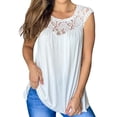 thumbnail image 1 of DYMADE Womens Summer Basic Tops Crew Neck Sleeveless Loose Lace Pullover Tank Tops, 1 of 3