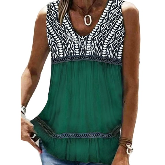 DYMADE Womens Summer Camisole Tops Lace Sleeveless V-Neck Pleated Basic Tank Tops