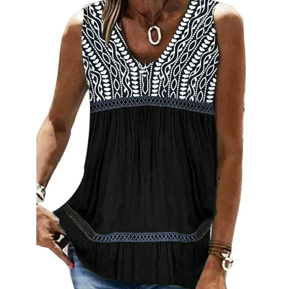 DYMADE Womens Summer Camisole Tops Lace Sleeveless V-Neck Pleated Basic Tank Tops