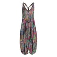 thumbnail image 1 of DYMADE Womens Summer Casual Spaghetti Strap V-Neck Sleeveless Pockets Loose Fit One-Piece Jumpsuits Plus Size S-5XL, 1 of 2