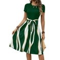 thumbnail image 1 of DYMADE Womens Summer Colorblock Round Neck Short Sleeve Belted Fit & Flare Dress, 1 of 4