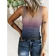 thumbnail image 1 of DYMADE Womens Summer Gradient Sleeveless Button Henley Slim Fit Casual Basic Tank Tops, 1 of 2