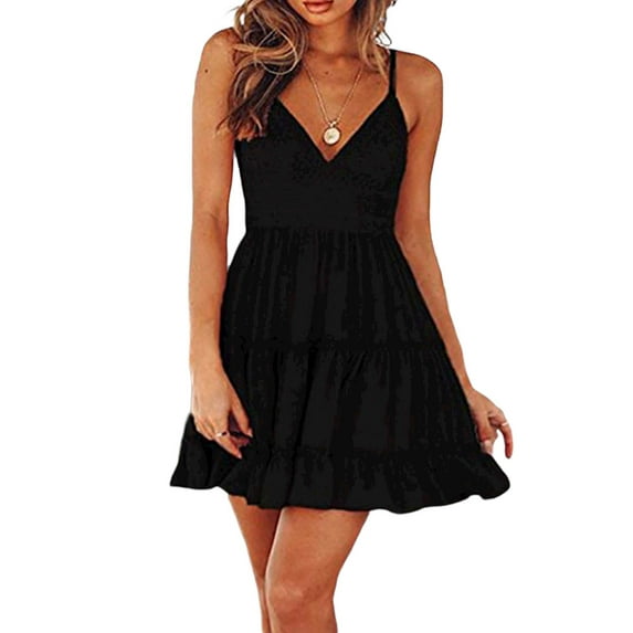 DYMADE Womens Summer Holiday Bohemian V-Neck Sleeveless Sexy Slip Surplice Dresses Plus Size S-5XL