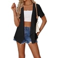 thumbnail image 1 of DYMADE Womens Summer Pockets Solid Short Sleeve Open Basic Cardigan, 1 of 4