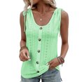 thumbnail image 1 of DYMADE Womens Summer Sleeveless Round Neck Buttons Draw String Solid Color Basic Tank Tops, 1 of 4