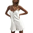 thumbnail image 1 of DYMADE Womens Summer Sleeveless Strappy Rompers Ruffle Short Jumpsuits, 1 of 5