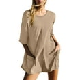 thumbnail image 1 of DYMADE Womens Summer Solid Short Sleeve Backless Pockets One-Piece Jumpsuit Shorts, 1 of 3