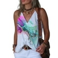 thumbnail image 1 of DYMADE Womens Summer Summer Printed Sleeveless V-Neck Spaghetti Strap Basic Camisole Tank Tops, 1 of 2