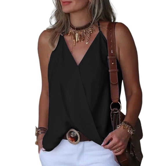 DYMADE Womens Summer Summer Printed Sleeveless V-Neck Spaghetti Strap Basic Camisole Tank Tops
