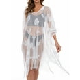 thumbnail image 1 of DYMADE Womens Summer Swim Dress Sunscreen Beach Fringe Sheer Lace Swimsuit Cover-ups, 1 of 5