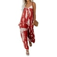 thumbnail image 1 of DYMADE Womens Summer Thin Cotton Linen Dungarees Playsuit Elastic Waist Leopard Tie-Dye Jumpsuit, 1 of 4