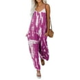thumbnail image 1 of DYMADE Womens Summer Thin Cotton Linen Dungarees Playsuit Elastic Waist Leopard Tie-DyeJumpsuit, 1 of 4