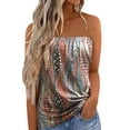 thumbnail image 1 of DYMADE Womens Summer Tube Bandeau Tops Ethnic Print Sleeveless Strapless Off Shoulder Ruched Basic Tank Tops, 1 of 4